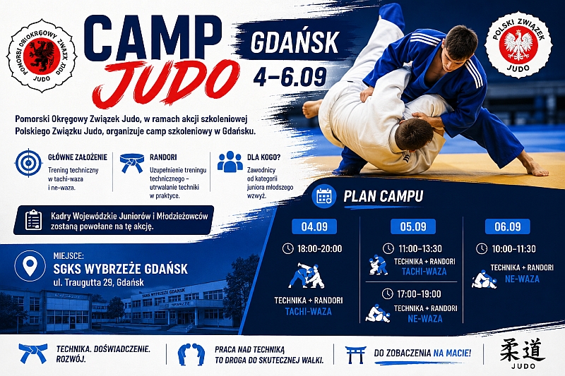 🥋 CAMP SZKOLENIOWY JUDO | GDAŃSK | 4–6.09.2026